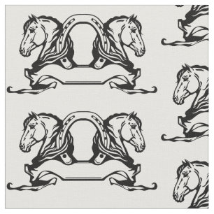 two heads of horses and horseshoe fabric
