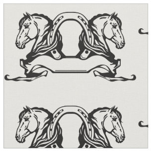two heads of horses and horseshoe fabric