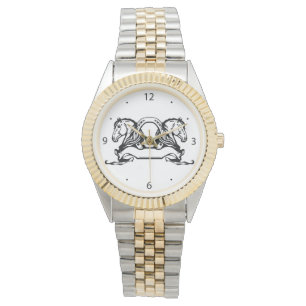 two heads of horses and horseshoe watch