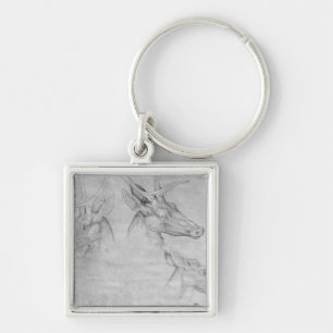 Two heads of stags, one head of a doe keychain