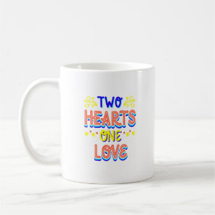 two heart one love coffee mug
