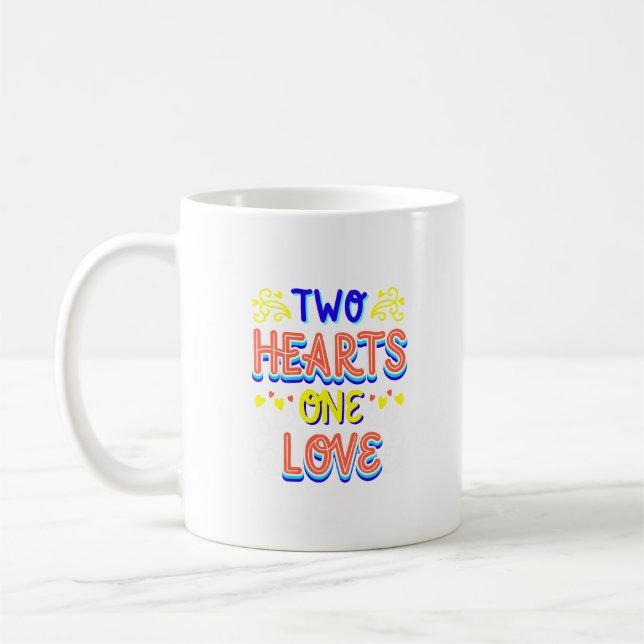 two heart one love coffee mug (Left)