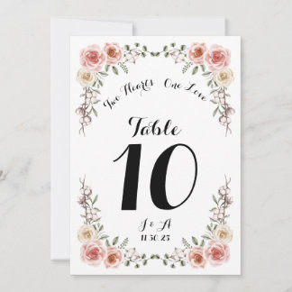 Two Heart One Love Vintage Pink Roses Table Sign Holiday Card