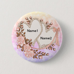 Two Hearts 2 Inch Round Button