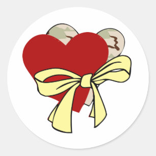 Two hearts and yellow ribbon classic round sticker