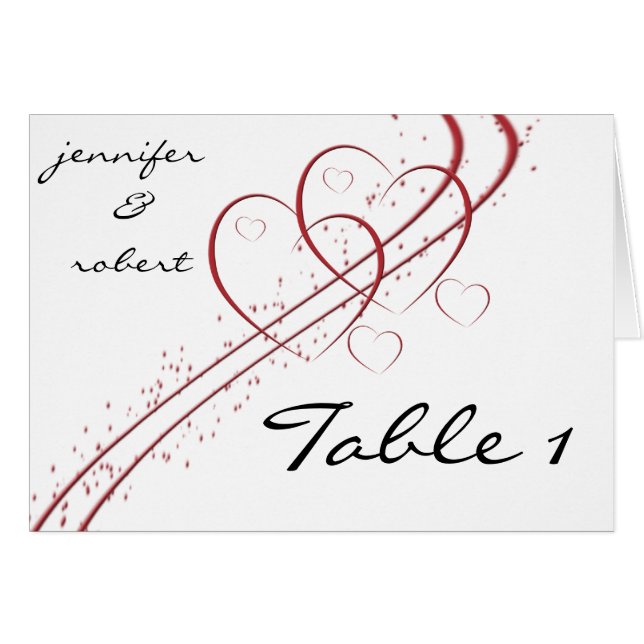 Two Hearts as One Table Number card (Front Horizontal)
