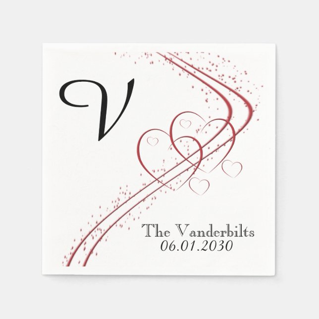 Two Hearts as One Wedding Napkin (Front)