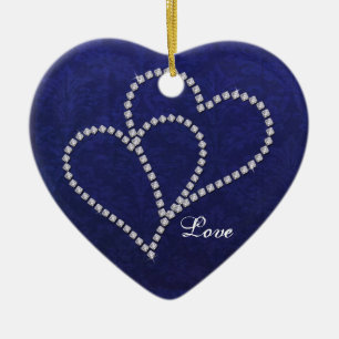 Two Hearts Bonded - Faux Diamond - Ornament