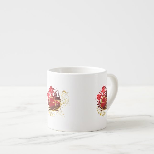 Two Hearts Bouquet Espresso Cup (Front Right)