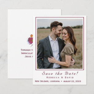 Two Hearts Catholic Flat Save The Date Card