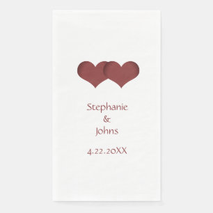 Two Hearts Couple Bride Groom Custom Name Wedding Napkin