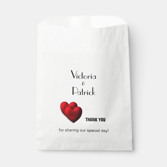 Two Hearts Custom Thank You Favour Bag (Front)