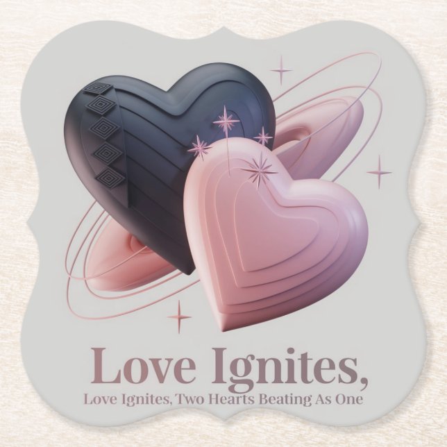 Two Hearts Drink Coaster (Front)