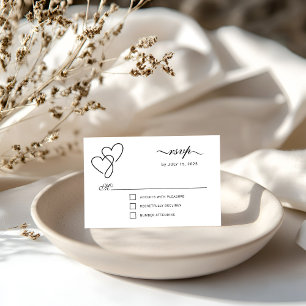 Two Hearts Elegant Script RSVP