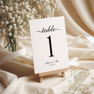 Two Hearts Elegant Script Table Number