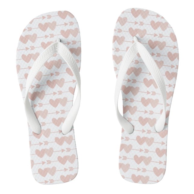 Two Hearts Flip Flops (white) (Footbed)