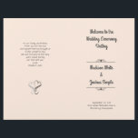 Two Hearts Folded Wedding Program Template<br><div class="desc">Solid colour wedding program template to be folded in half after purchase. Little embellishments, such as line dividers for the names, and cute entwined hearts on the back, give this simple program an enchanting touch. Casual printed font style is used for the "order of ceremony" and "wedding party", as well...</div>