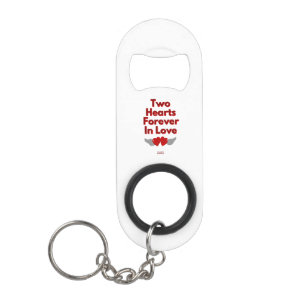 Two Hearts Forever In Love Keychain Bottle Opener