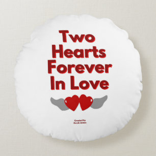 Two Hearts Forever In Love Round Throw Pillow