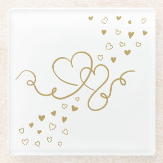two hearts glass coaster