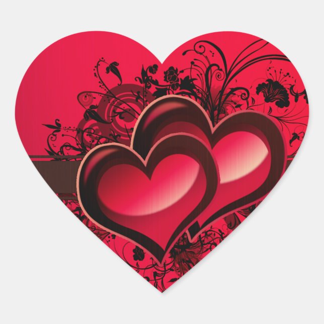 Two Hearts Heart Sticker (Front)