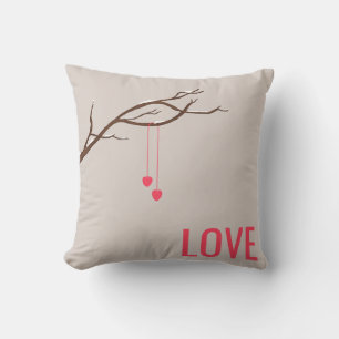 Two Hearts in a Tree Valentine's Love design Throw Pillow