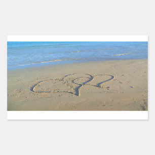 Two Hearts in Beach Sand Sticker