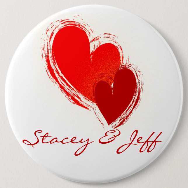Two hearts in love 6 inch round button (Front)