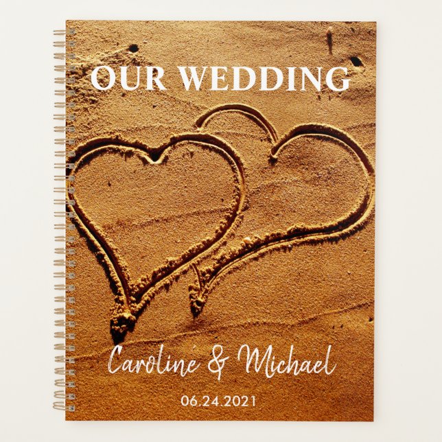 Two hearts in sand personal beach Wedding Planner (Front)