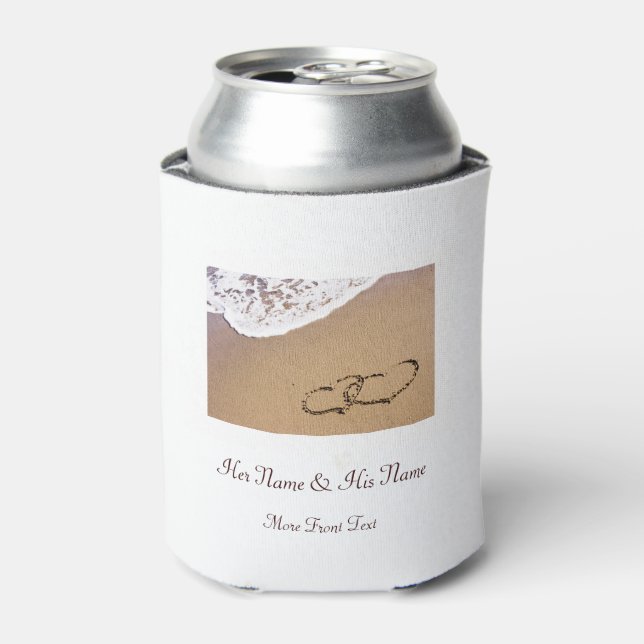 Two Hearts In The Sand Can Cooler (Can Front)