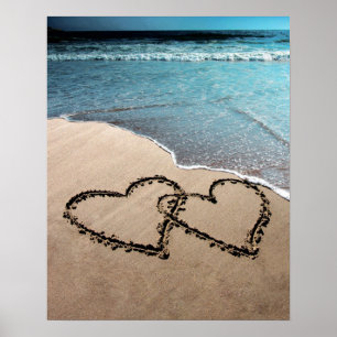 Two Hearts In The Sand Large Photo Poster Print