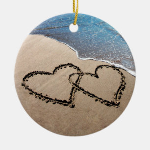 Two Hearts In The Sand Ornament