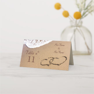 Two Hearts In The Sand Place Card