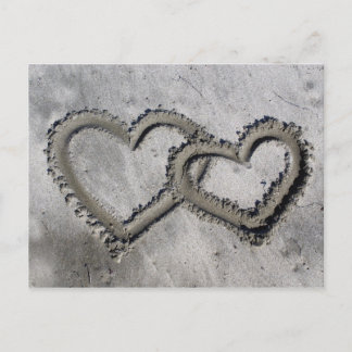 Two hearts in the sand postcard
