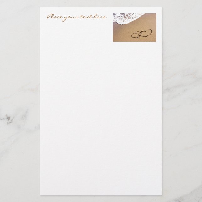 Two Hearts In The Sand Stationery (Front)
