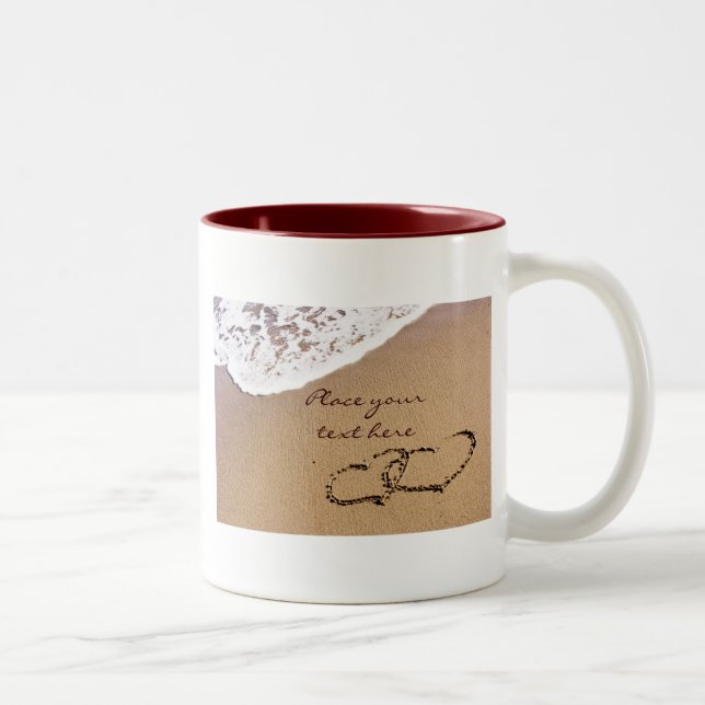 Two Hearts In The Sand Two-Tone Coffee Mug (Right)