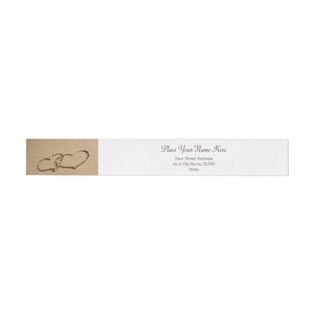 Two Hearts In The Sand Wraparound Address Label (Individual)