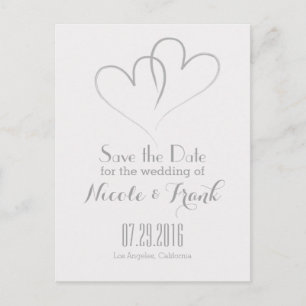 Two Hearts intertwined Save the Date -Silver Announcement Postcard