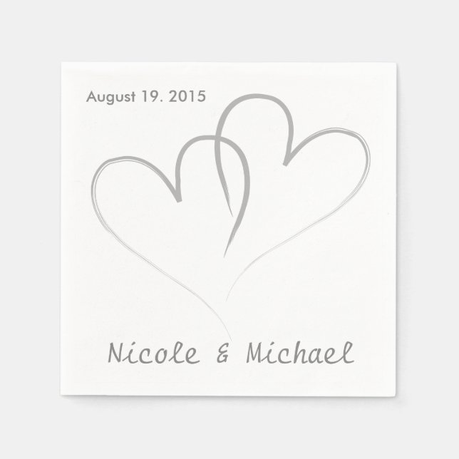 Two hearts intertwined Wedding Paper Napkins. Napkin (Front)