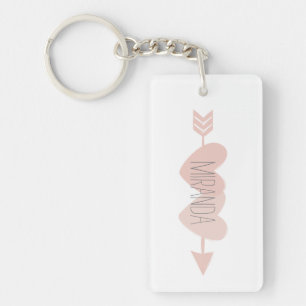 Two Hearts Key Ring (white)