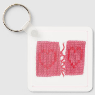 TWO HEARTS KNIT Aluminum Square Keychain 