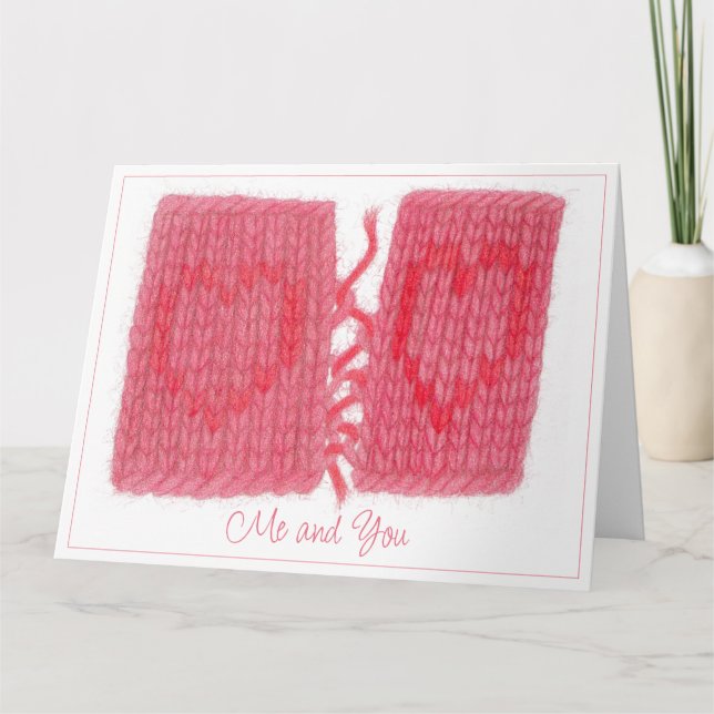 TWO HEARTS KNIT Big Greeting Card + Text (Front)