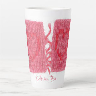 TWO HEARTS KNIT Grand Mug Latte + Texte