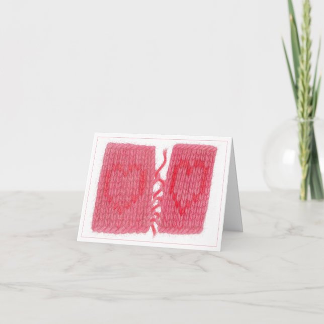 TWO HEARTS KNIT Note Card (Front)