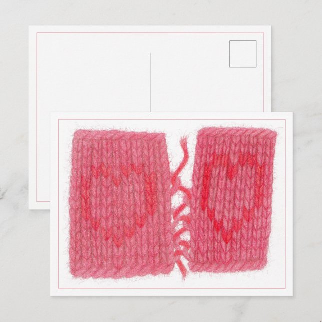 TWO HEARTS KNIT Postcard  (Front/Back)