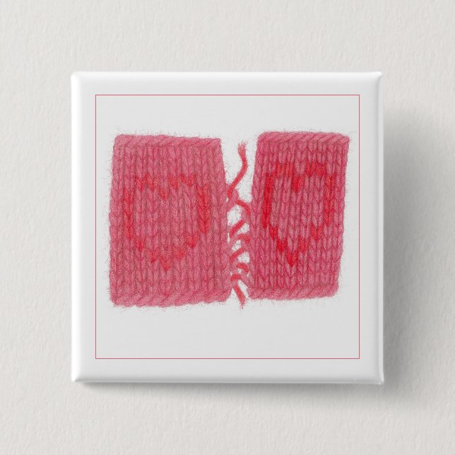 TWO HEARTS KNIT Square Pin Button  (Front)