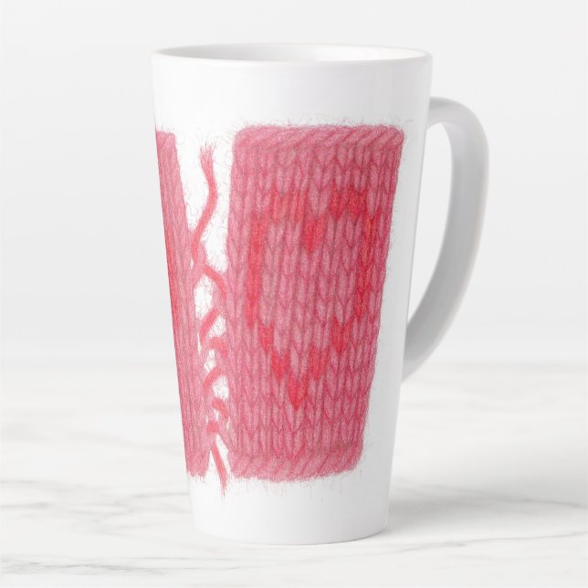 TWO HEARTS KNIT Tall Latte Mug (Right Angle)