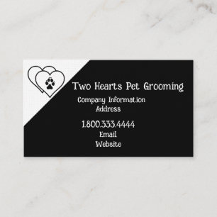 Two Hearts Love Animals Pet Grooming Custom Business Card