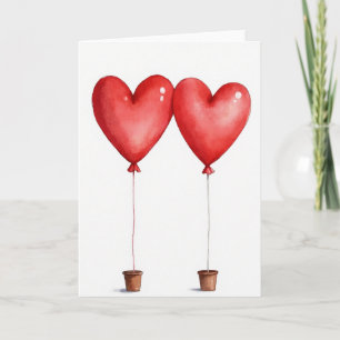 Two Hearts Love Balloons Card