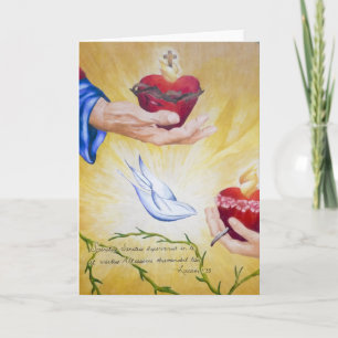 Two Hearts & Luke 1:35 Postage Card